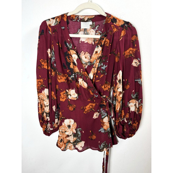 HD in Paris Tops - Anthropologie Wrap Top Bohemian Fall Floral Feminine Cottagecore Country Twee 0